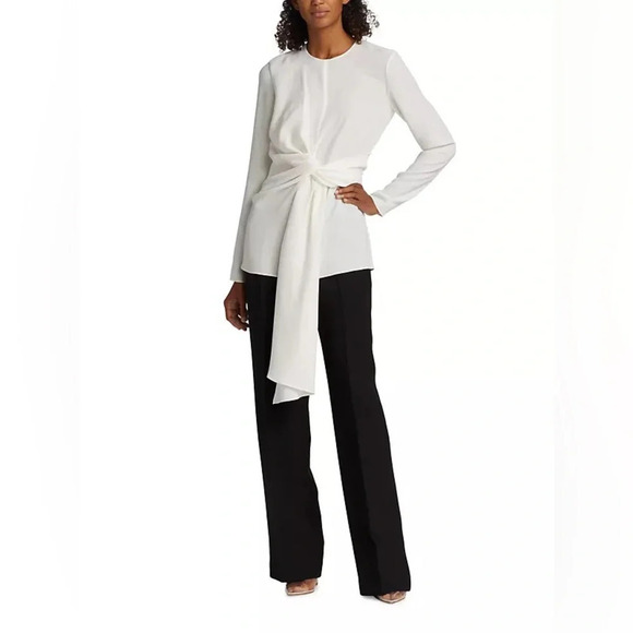 Lafayette 148 New York Long-Sleeve draped Blouse - Picture 3 of 10